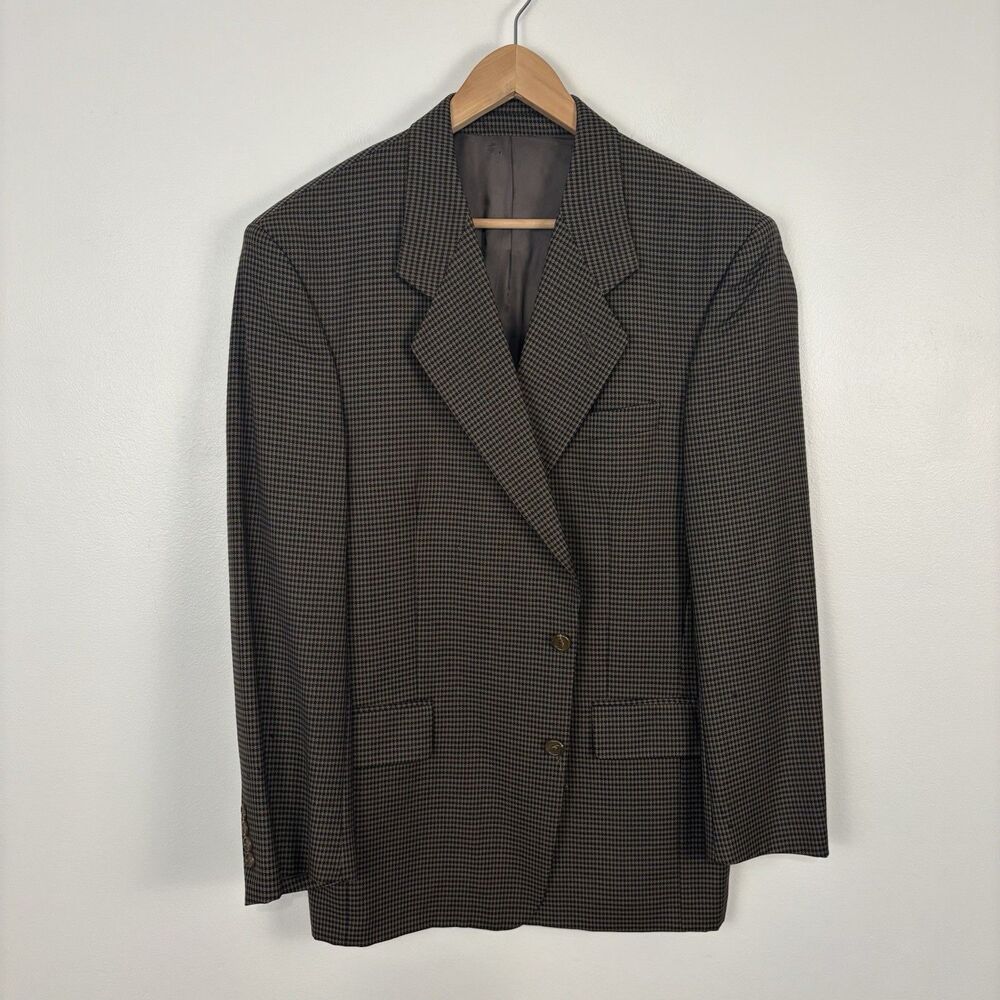 VTG Roberto Villini Italy Mens 42R Wool Plaid Green Sports Coat Jacket Flawed